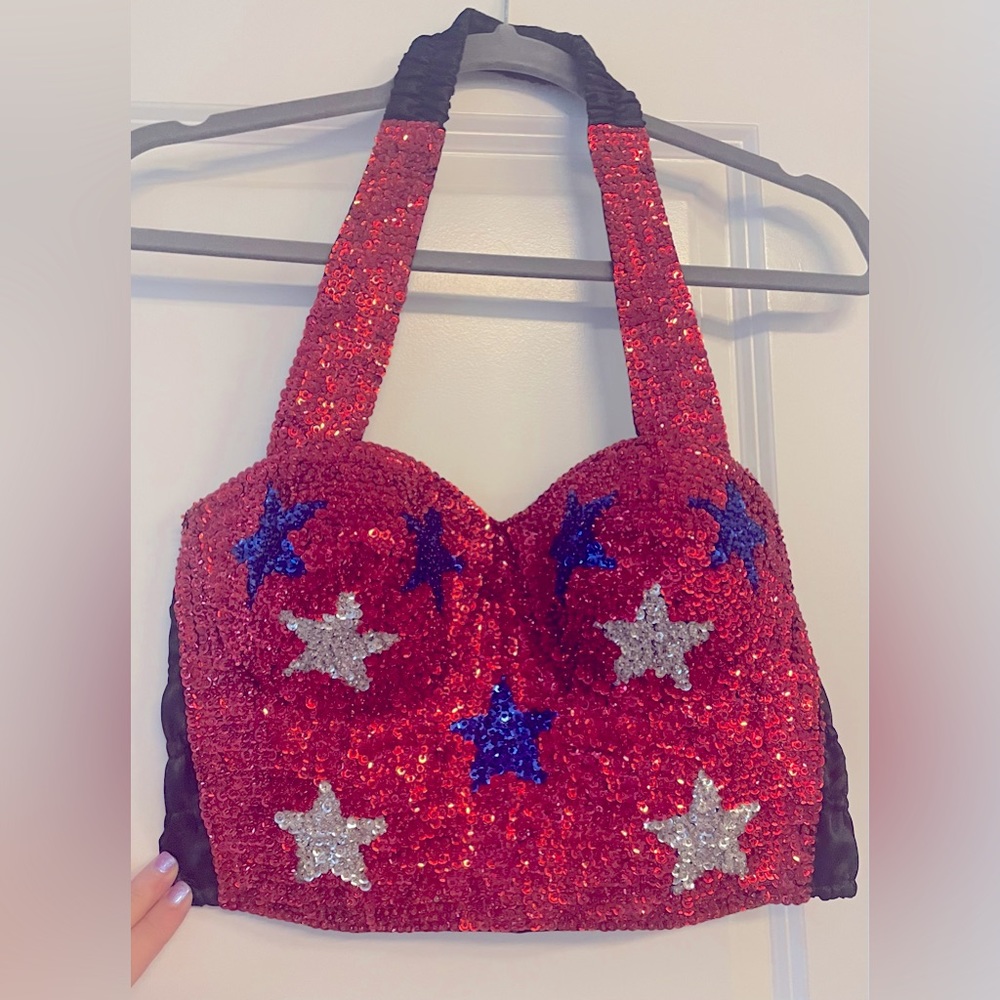 Patriotic Sequined Top perfect for Memorial Day & 4th of July